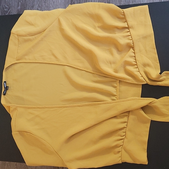 Mustard Yellow Wrap Around Blouse - Picture 3 of 3
